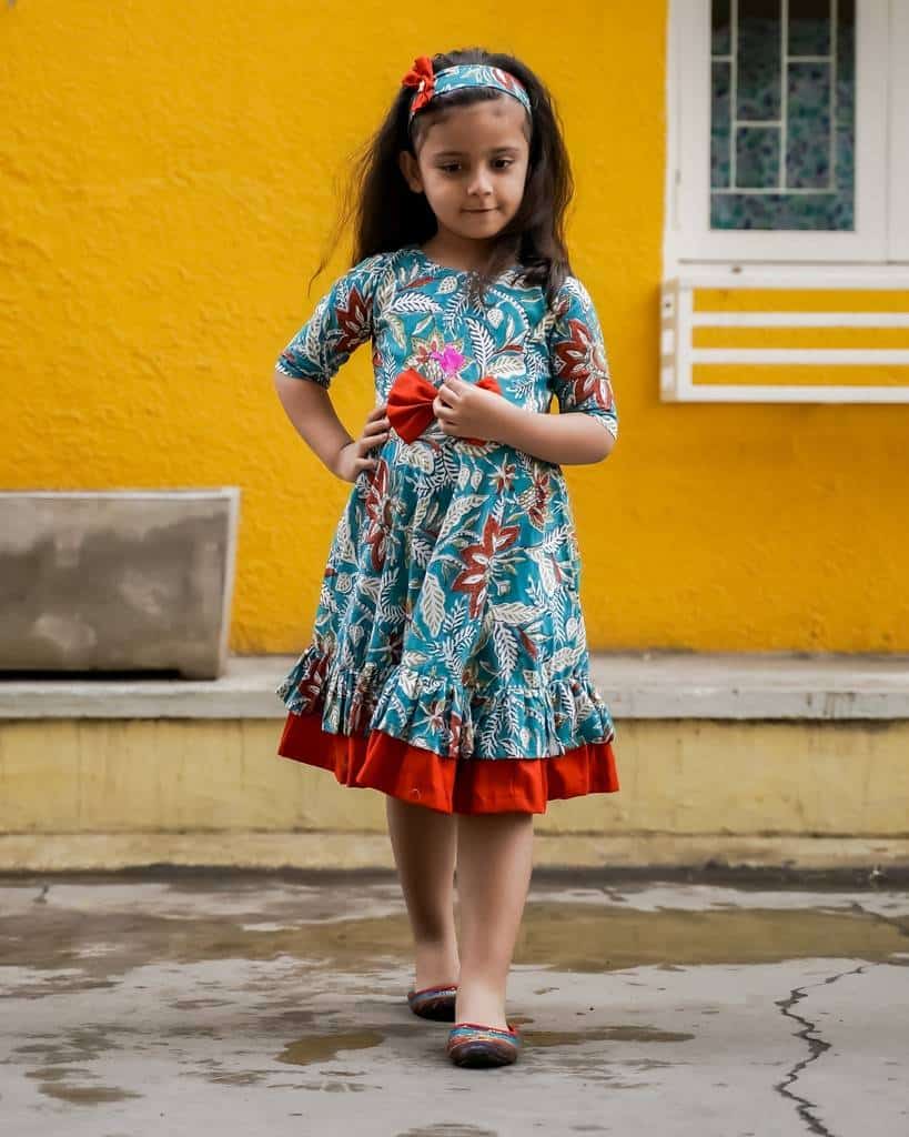 Foliate Frill Kids Dress