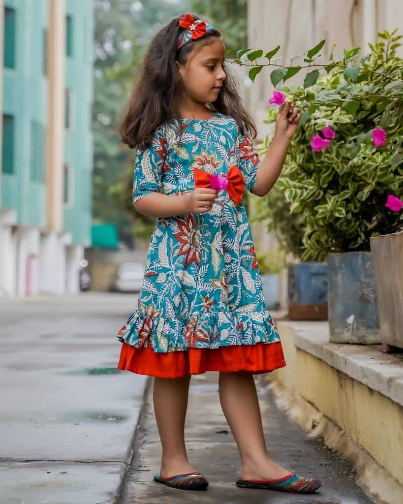 Foliate Frill Kids Dress