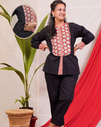 Blooming Black Short Maternity Kurti