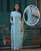 SeaGreen Ikat Maxi Nursing Dress