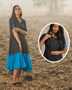 Ocean Black Frill Nursing Dress