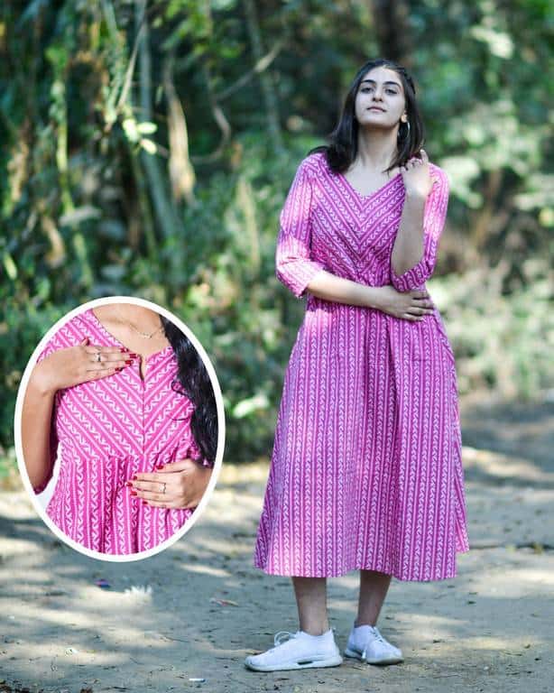 Flamingo Pink Nursing Dress