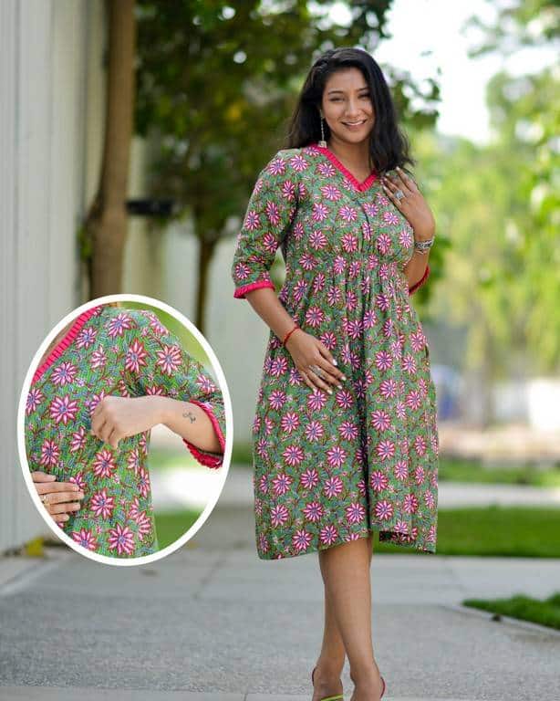 Spring Floral Ruched Nursing Kurti