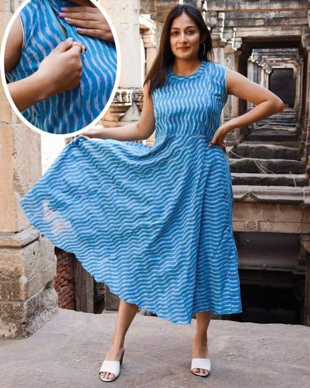 Arctic Waves Flared Nursing Dress Main image