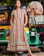 Red Yellow Block Print Maternity Dress