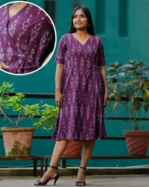 Molotov Maroon Ikat Wrap Nursing Dress