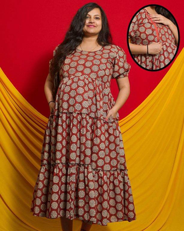 Rosy Vine Tiered Maternity Dress Main image