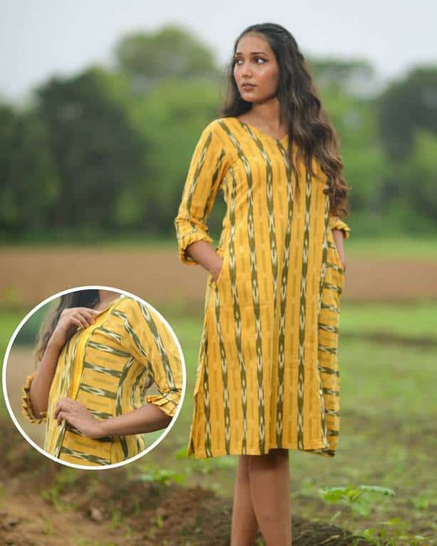Begonia Yellow Ikat Nursing Dress Main image