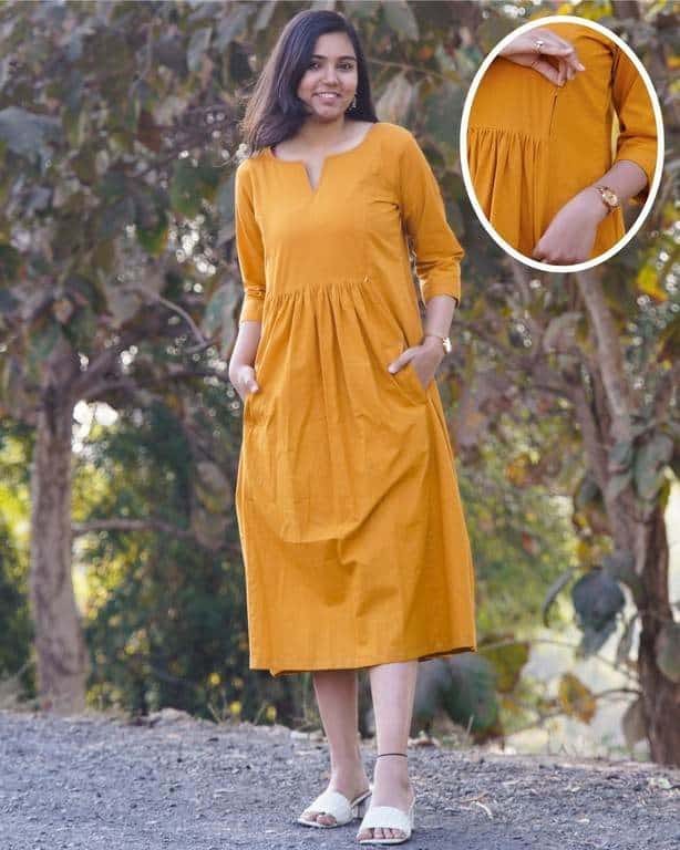Sandy Gold Maternity Dress