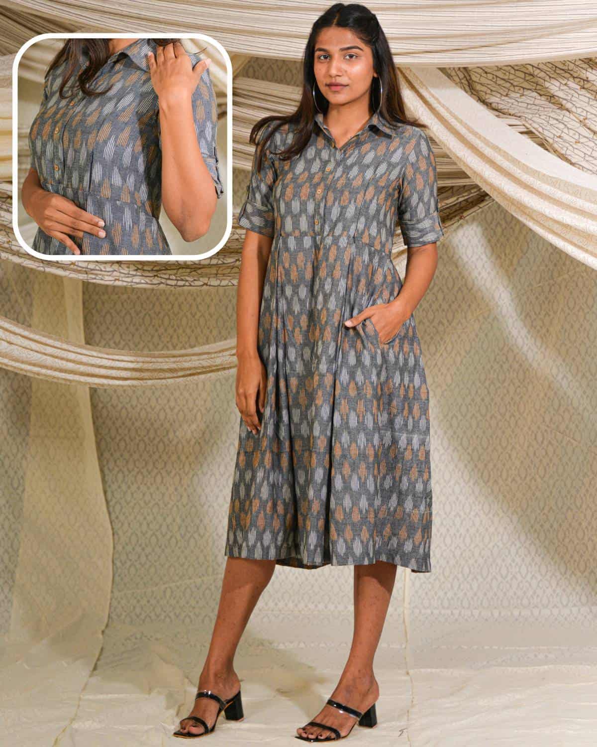 Graphic Grey Nursing Dress Main image