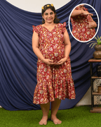 Maroon Lily Frill Maternity Dress