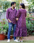 Purple Aster Ikat Frill Couple Set