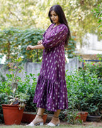 Purple Aster Ikat Frill Dress