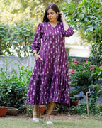 Purple Aster Ikat Frill Dress
