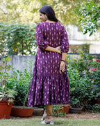 Purple Aster Ikat Frill Dress