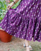 Purple Aster Ikat Frill Dress