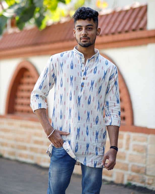 White Shift Ikat Kurta