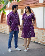 Purple Aster Ikat Angrakha Couple Set