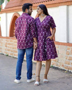 Purple Aster Ikat Angrakha Couple Set