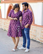 Purple Aster Ikat Angrakha Couple Set