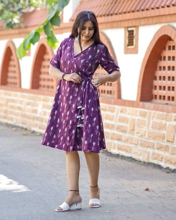 Purple Aster Ikat Angrakha Nursing Dress