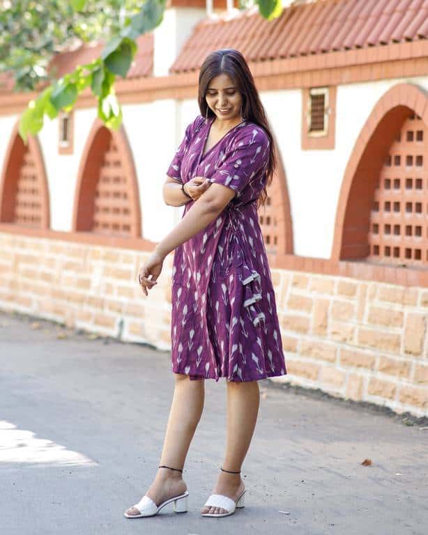 Purple Aster Ikat Angrakha Nursing Dress