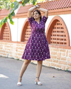 Purple Aster Ikat Angrakha Dress
