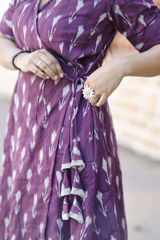 Purple Aster Ikat Angrakha Nursing Dress