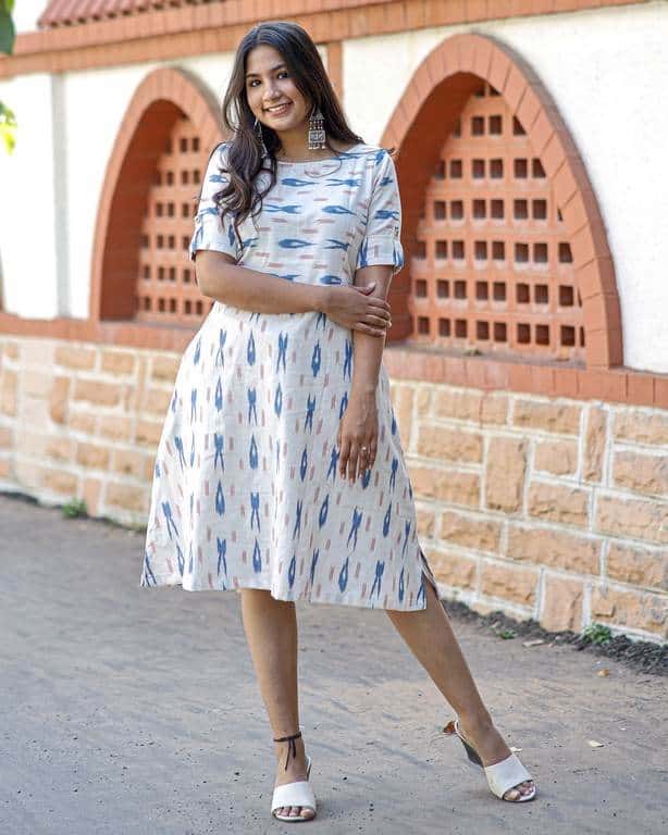 White Shift Ikat Dress