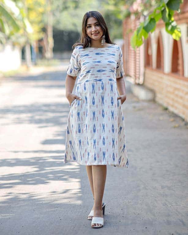 White Shift Ikat Dress