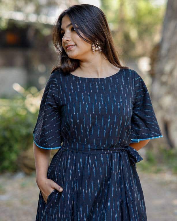 Ocean Black Dress with Belt
