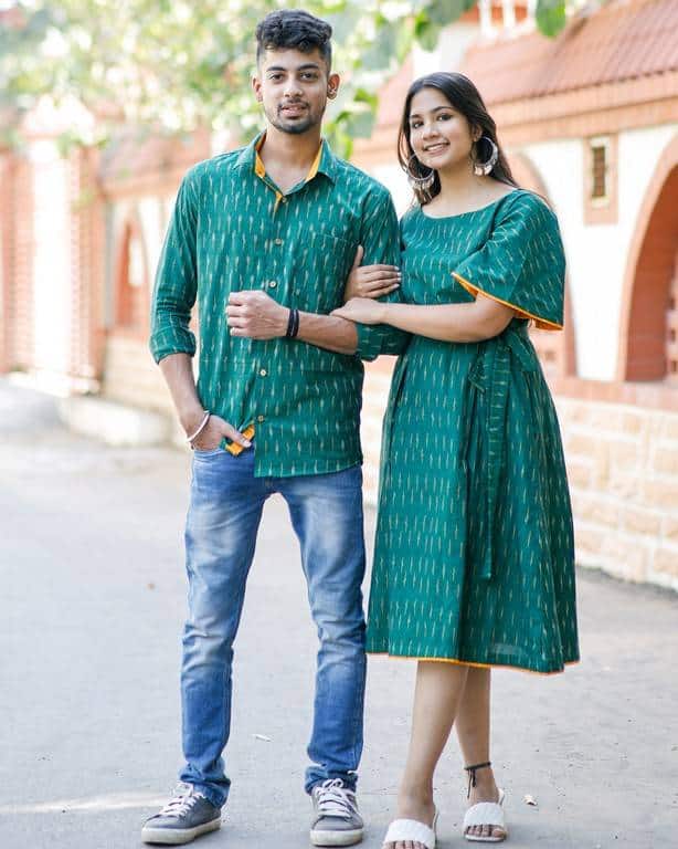 Pickle Green Ikat Couple Set