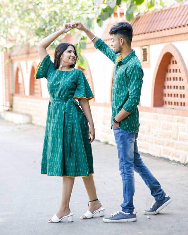 Pickle Green Ikat Couple Set