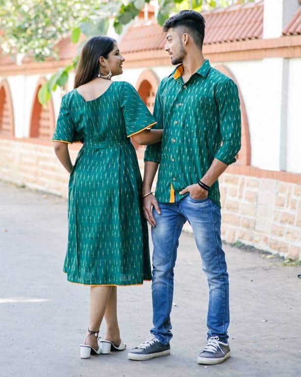 Pickle Green Ikat Couple Set