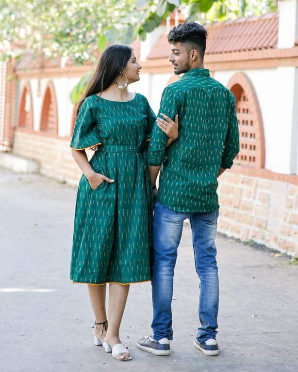 Pickle Green Ikat Couple Set