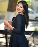 Midnight Black Cutwork Nursing Dress