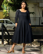 Midnight Black Cutwork Nursing Dress