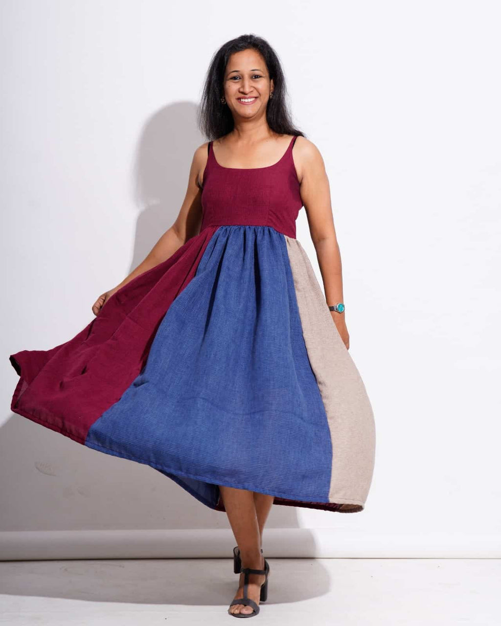 Electric Maroon Sleeveless Dress
