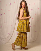 Yellow Fish Print Sharara Nursing Dress Set