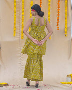 Yellow Fish Print Sharara Set
