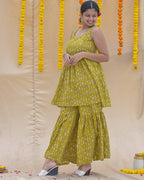 Yellow Fish Print Sharara Set