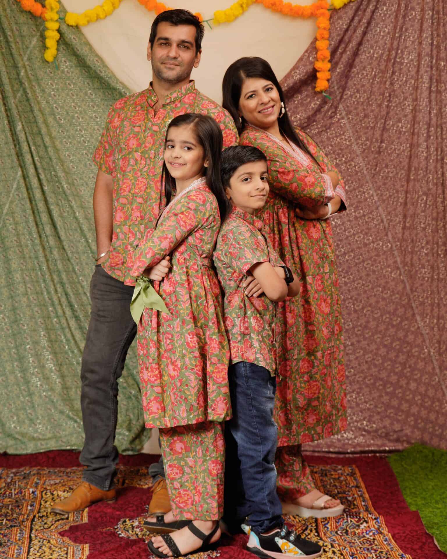Basil Floral Co-ord Family Set