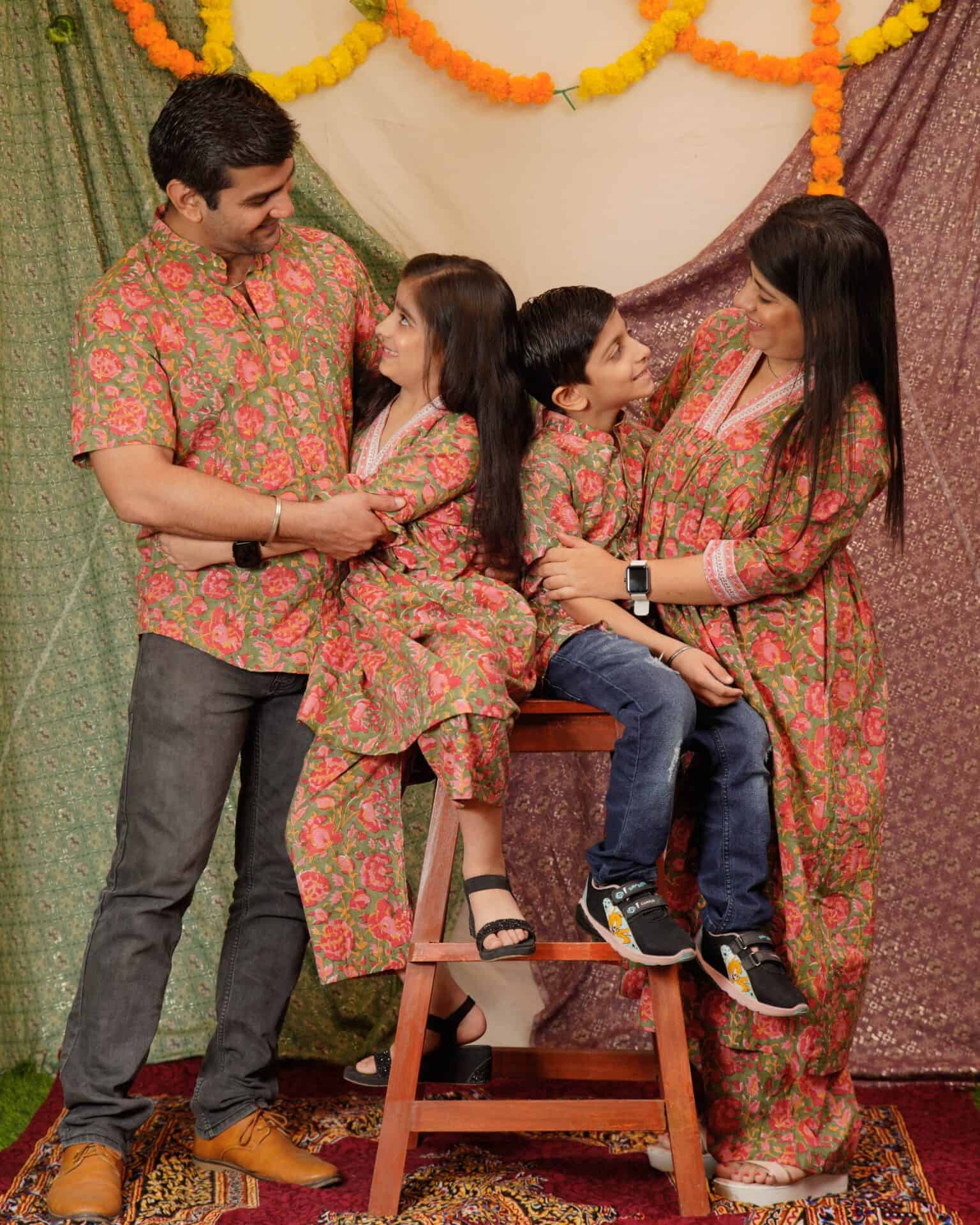Basil Floral Co-ord Family Set