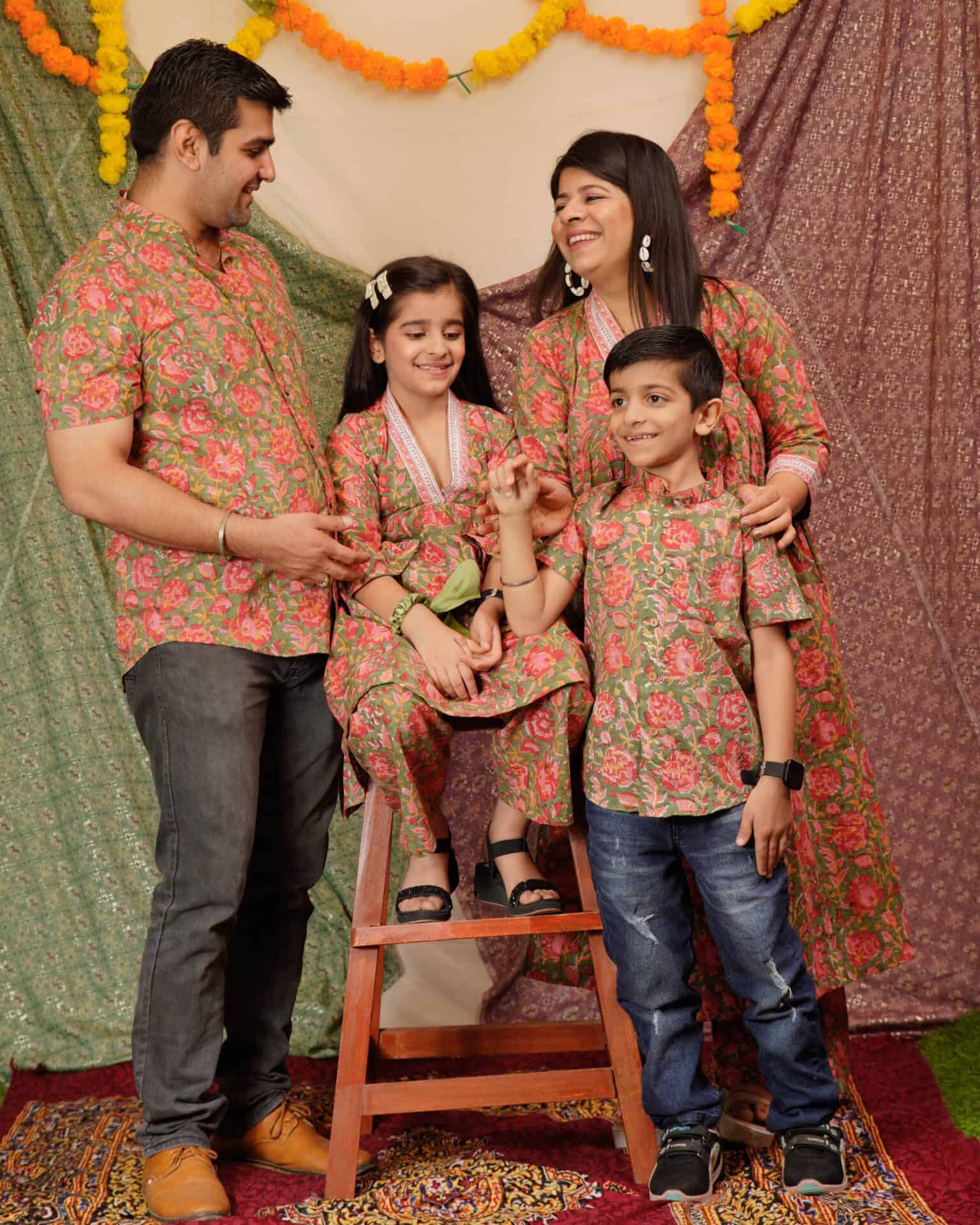 Basil Floral Co-ord Family Set