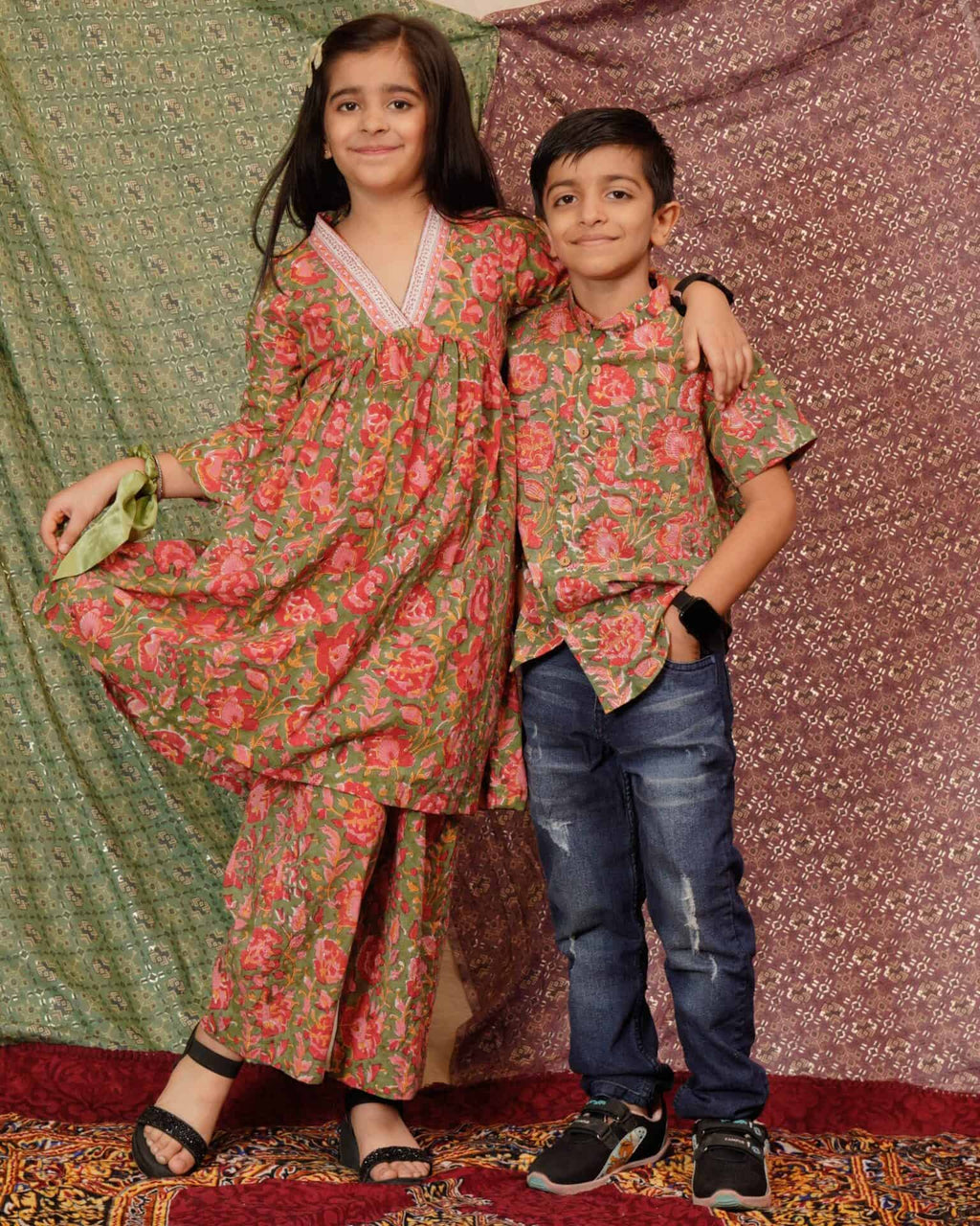 Basil Floral Co-ord Family Set