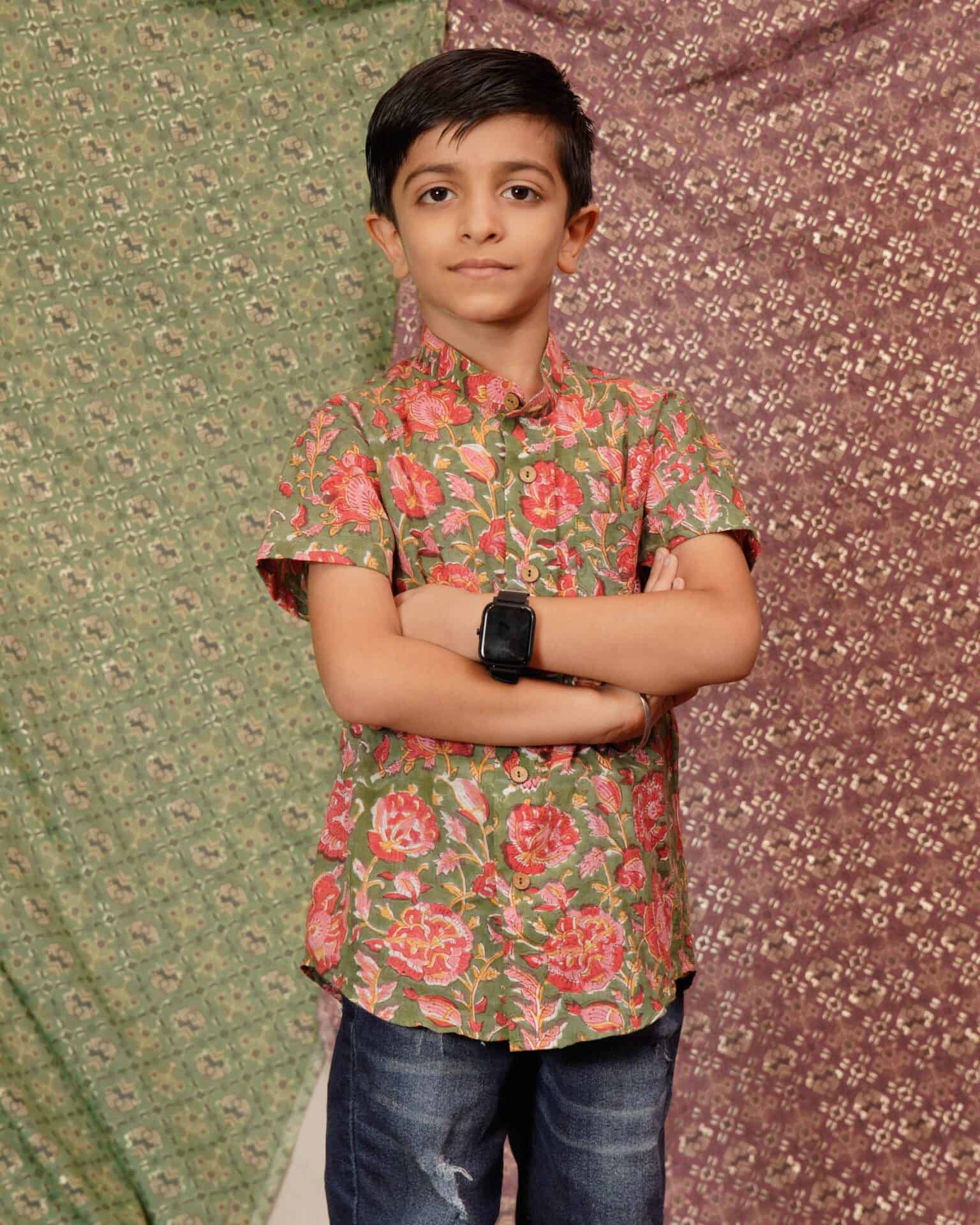 Basil Floral Kids Shirt