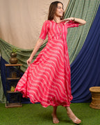?Flamingo Pink Anarkali Dress