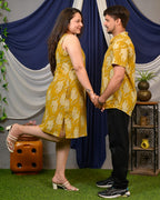 Mustard Kitty Halter Shift Couple Set