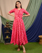 Flamingo Pink Anarkali Maternity Dress