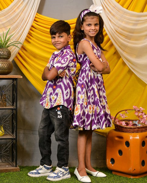 Purple Lisa Frill Collared Family Set
